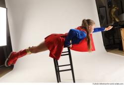Woman Young Athletic White Flying Moving poses Casual